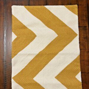 NWOT Pottery Barn Chevron Crewel Embroidered Lumbar Pillow Cover Fall Honey Gold